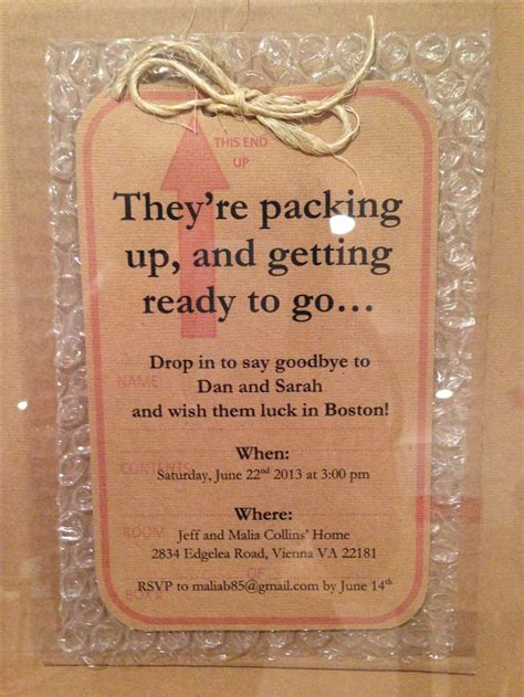 If you're unsure, here are some baby announcement samples to get a sense of what is best for you. Going away party invitation on bubble wrap! | Books Worth Reading | Pinterest | The bubble ...