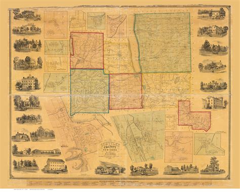 Schuyler County New York 1857 Old Map Reprint Old Maps