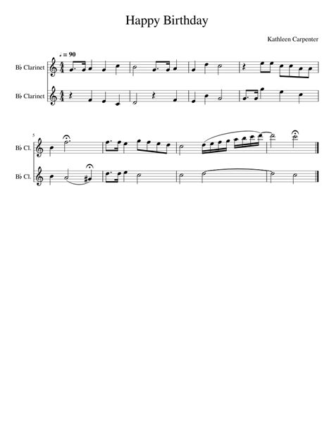 Happy Birthday Sheet Music For Clarinet In B Flat Woodwind Duet