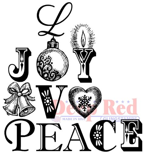 Joy Peace Love Rubber Cling Stamp