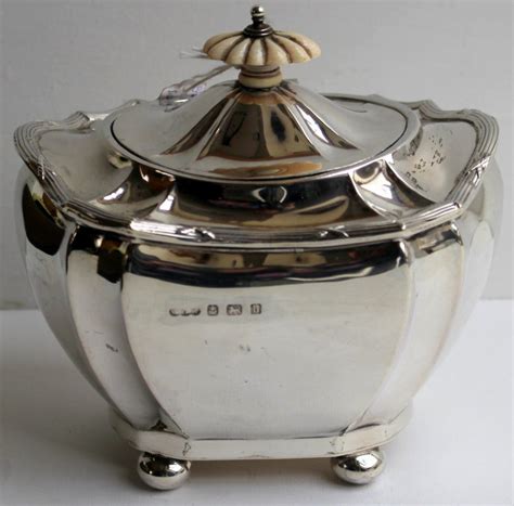 Castle Close Antiques Silver Tea Caddy Silver And Glass
