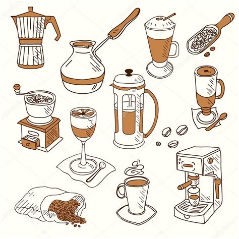 Hand Drawn Sketch Doodle Vintage Simple Coffee Theme Devices