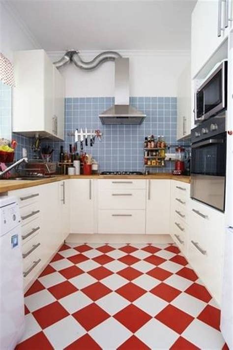 Galley kitchens small kitchen floor tile ideas. Galley Kitchen Floor Plans Checkered White And Red Floor ...