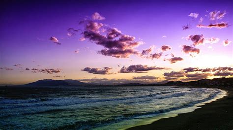Gorgeous Lilac Sunset Lilac Beach Sunset Clouds Sea Hd Wallpaper