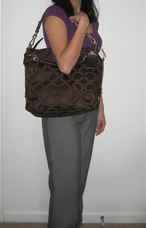 COACH COACH COACH!: Coach Op Art Signature Khaki Sateen Large Brooke Hobo Handbag 14146 (BROWN 