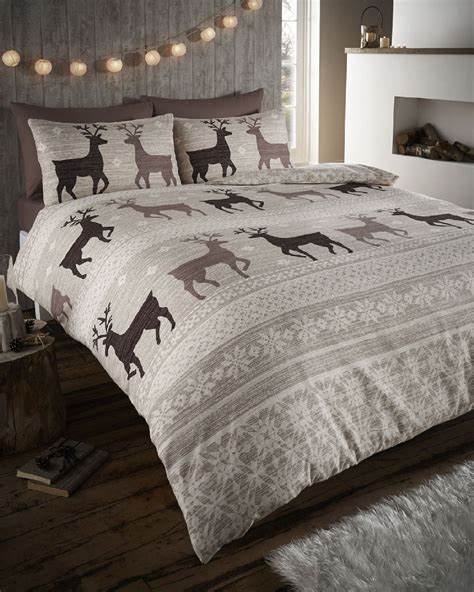 Stag Deer Winter Christmas Duvet Quilt Cover Bedding Set Ebay