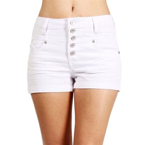 White High Waisted Denim Shorts 27 Liked On Polyvore Cool Outfits