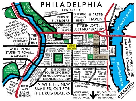 A Map Of Philadelphia With The Names And Streets