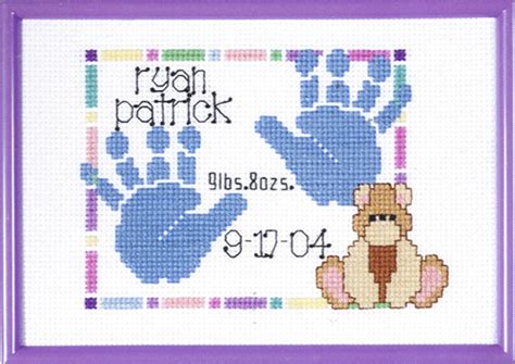 Freebie counted cross stitch chart designs available on janlynn.com! Baby Handprints Birth Announcement - cross stitch kit by ...