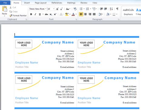 Print your business cards, 10 per page, as you need them with this basic business card template in word. Create & print Business Cards in MS Word