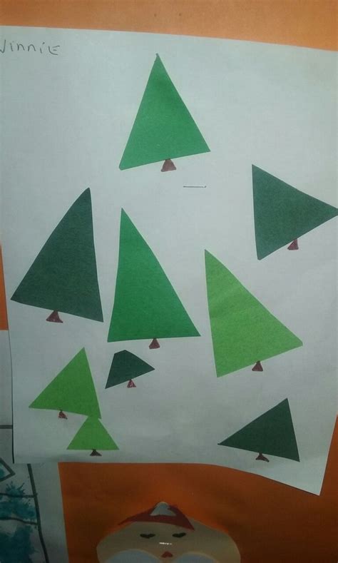 Green Triangle Trees Winter Christmas Art Craft Toddler Art Projects