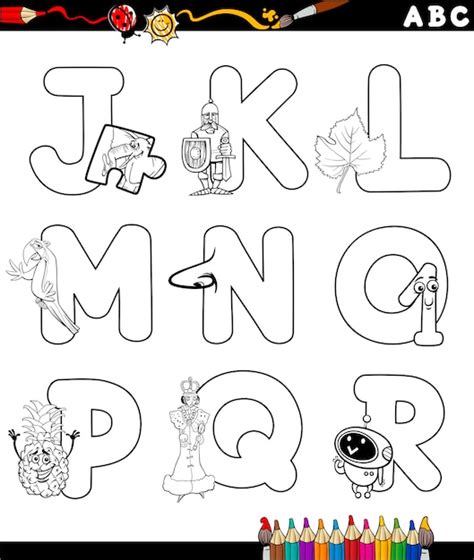 Dibujos Animados Alfabeto Para Colorear P Gina Vector Premium Sexiz Pix