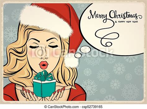 Beautiful Retro Christmas Card With Sexy Santa Vector Format