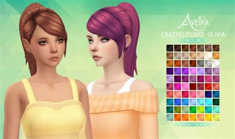 Crazycupcake Olivia Hair Recolor At Aveira Sims 4 Sims 4 Updates