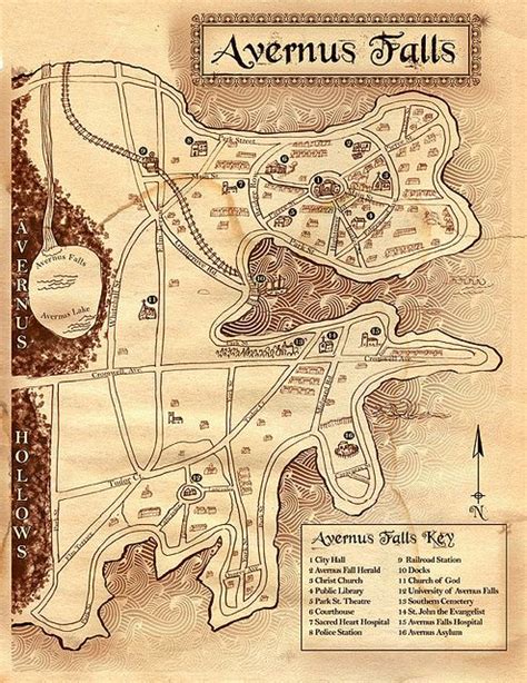 Avernus Falls Map Fantasy City Map Map Illustrated Map