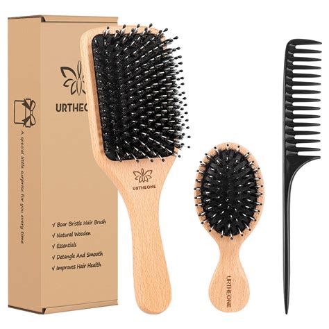 Amazon.com : Boar Bristle Hair Brush and Comb Set for Women Men Kids
