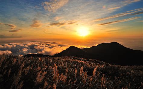 Sunset Over The Mountains Landscape In Taiwan Image Free Stock Photo