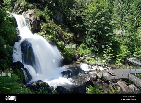 Big Cascade Of Triberg Waterfalls In Triberg In The Black Forest Stock