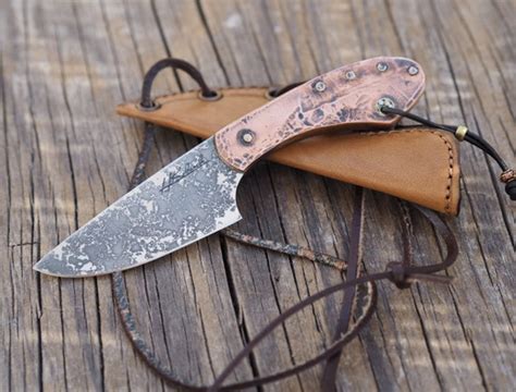 Custom Edc Neck Knife Small Fixed Blade Knife Copper By Hknives