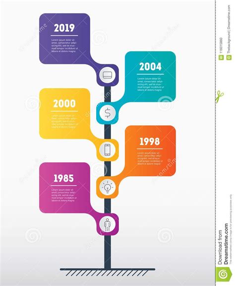 5 Steps Vertical Timeline Infographics Uplabs