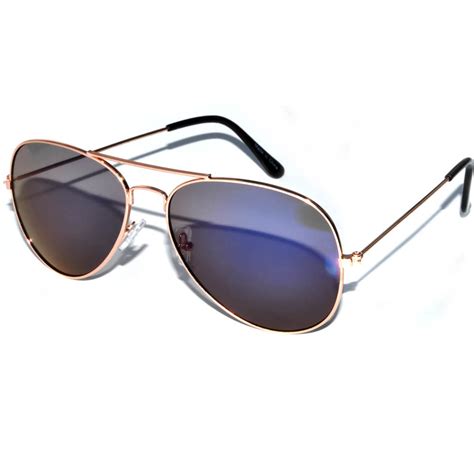 Owl ® Eyewear Aviator Sunglasses Gold Frame Mirror Blue Light Lens One Dozen Online