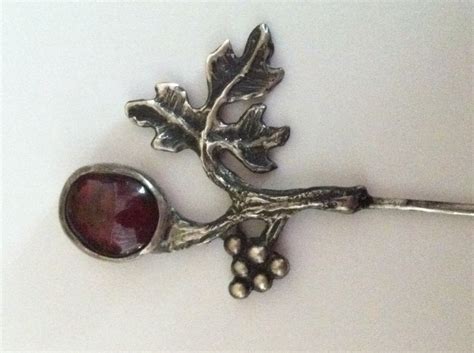 Silver And Garnet Pin Marked Gj Collectors Weekly