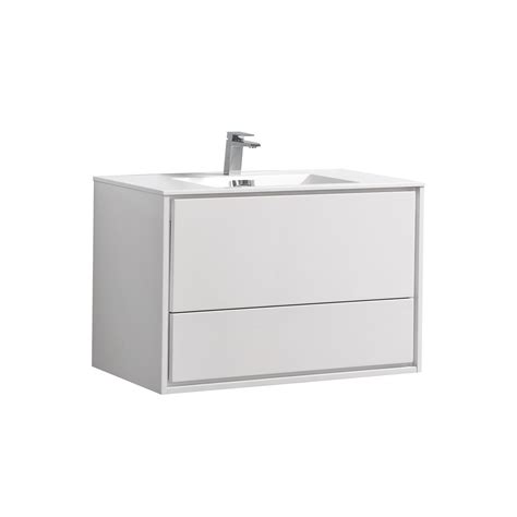 Pedestal vanities are ideally suited for smaller bathrooms where floor space is limited and. De Lusso 36" High Glossy White Wall Mount Modern Bathroom ...
