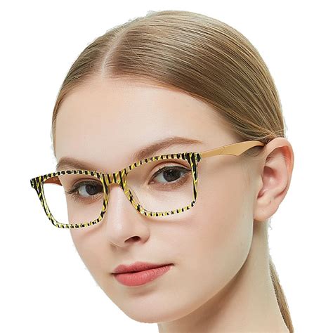 Striped Spectacle Myopia Clear Eyeglasses Frames Women Fashion Oversized Prescription Glasses