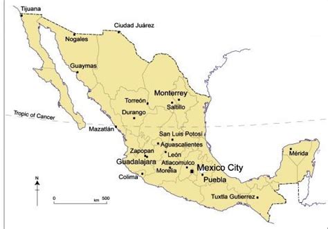 Mapa De Mexico Con Ciudades