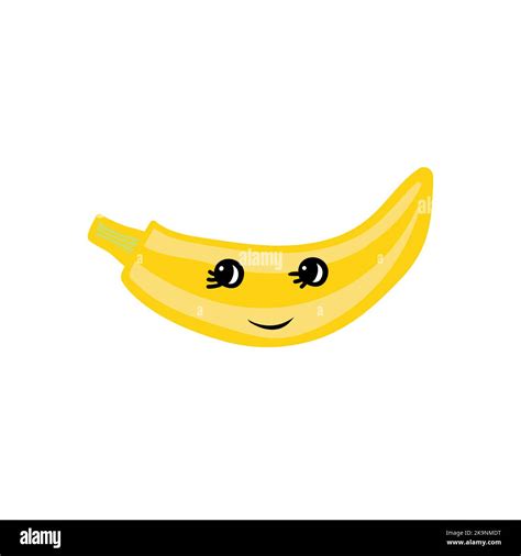 Divertido Plátano Amarillo Expresiva Ilustración De Fruta En Estilo De