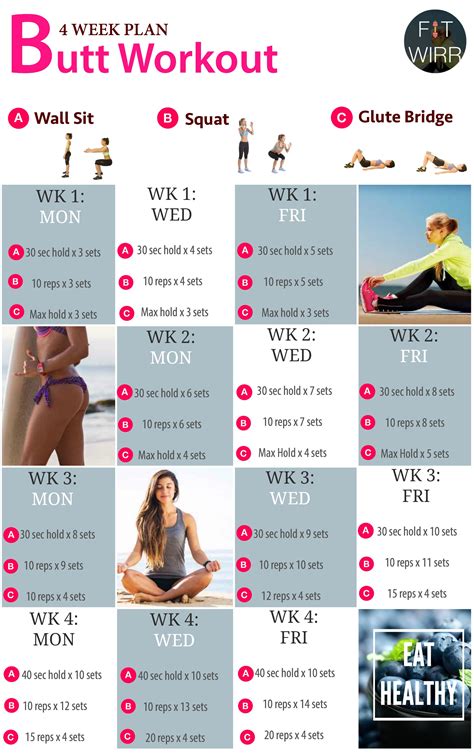 Best Butt Exercises For Women 4 Week Butt Workout Plan Routine Workout And Exercises