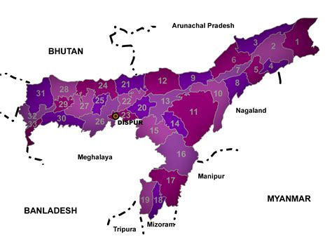 Political Map Of Assam With Districts