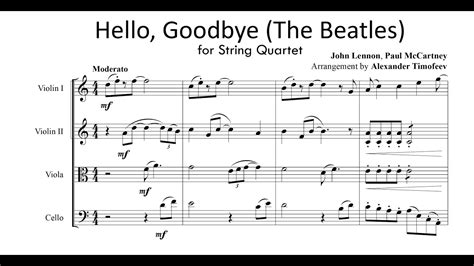 The Beatlesarrtimofeev Hello Goodbye For String Quartet 2013