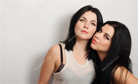 Beautiful Sexy Brunette Lesbians Stock Photo Badger