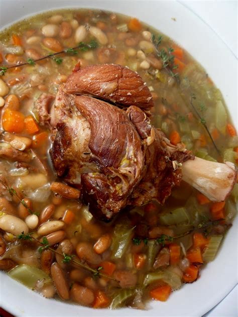 How to make pot of beans with ham. Smoked Ham Hock with Beans and Vegetables. - Girl ...