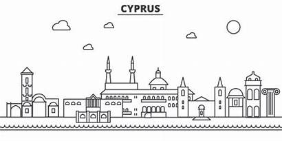 Cyprus Limassol Vector Illustrations Clip Skyline Landmarks