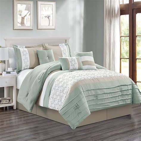 Sapphire Home Luxury Piece California King Comforter Set With Shams Bed Skirt Cushions Mint