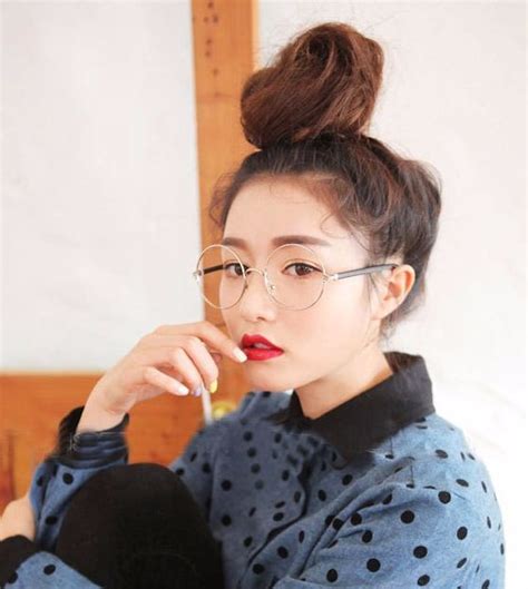 korean round framed glasses koreanhairstyleslong rounded glasses women korean fashion trends