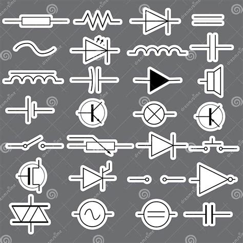 Schematic Symbols In Electrical Engineering Stickers Eps10 Stock Vector