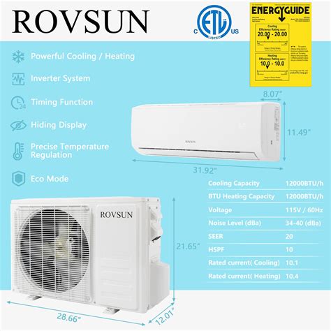 Buy ROVSUN 12 000 BTU Ductless Mini Split AC Heating System Split