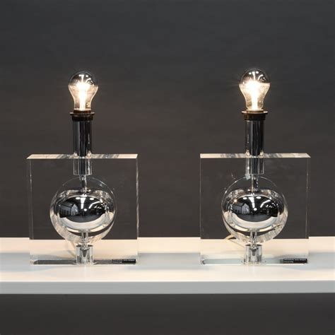Pair Of Feliceantonio Botta Lucite Plexiglass Table Lamps Italy 1970s