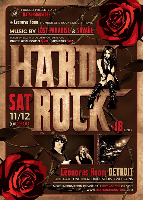 Hard Rock Flyer Template Concert Posters Design For