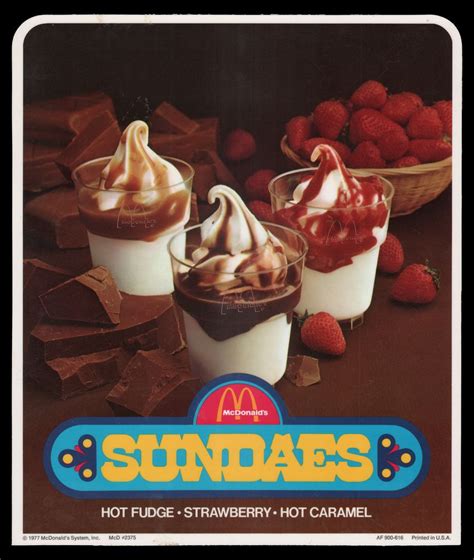 Mcdonalds Plastic Signage Sundaes Hot Fudge Strawberry Hot