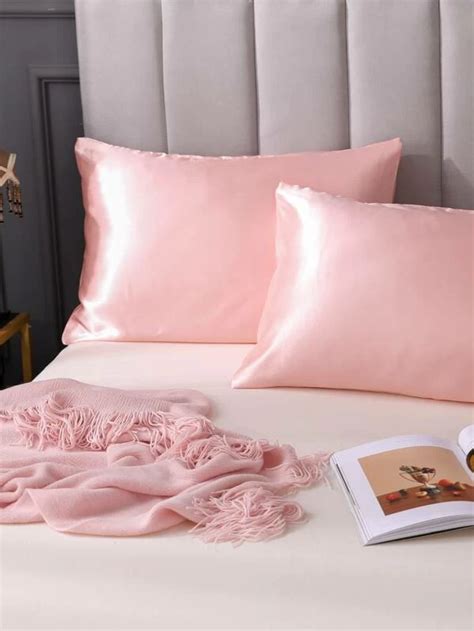 funda de almohada de satén unicolor 1 par satin pillowcase pillow cases satin pillow