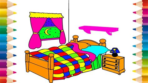 Learn Colors For Kids With Draw Bedroom Coloring Pages How To Draw For