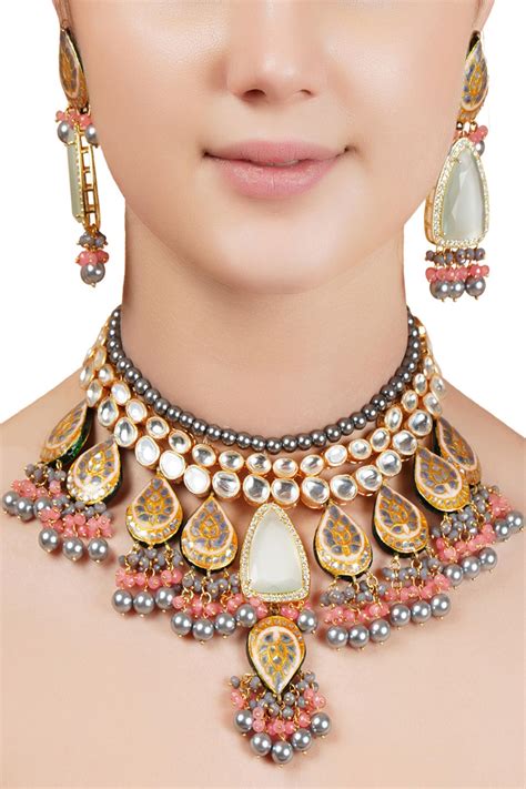 Buy Auraa Trends Kundan Choker Jewellery Set Online Aza Fashions
