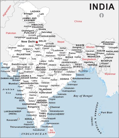 India Cities Map Cities Map Of India