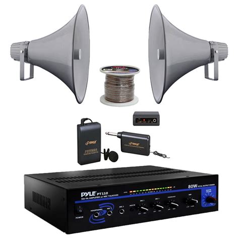 Pyle Pa Pt110 Mono Amplifier Lavalier Mic 16 Pa Horn Speakers