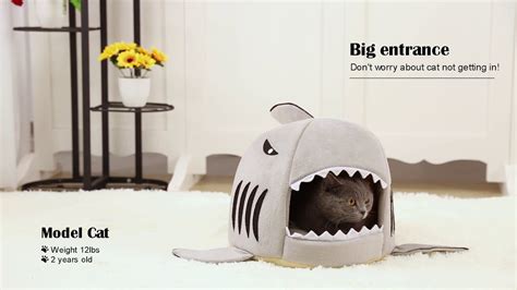 Hollypet Shark Pet House Bed 2 In 1 Foldable Cushion Mat For Dogs And