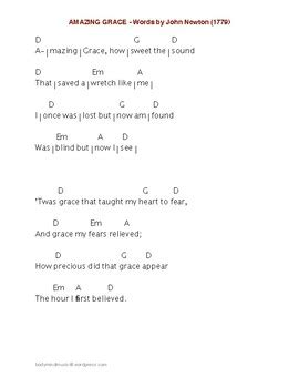 I'm going to use a capo to play this song. "Amazing Grace" Song - Guitar Chords and Lyrics by ...